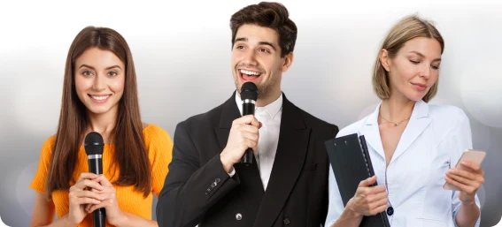 Ведущие мужчина и женщина в деловой одежде - Дядя Жора Company